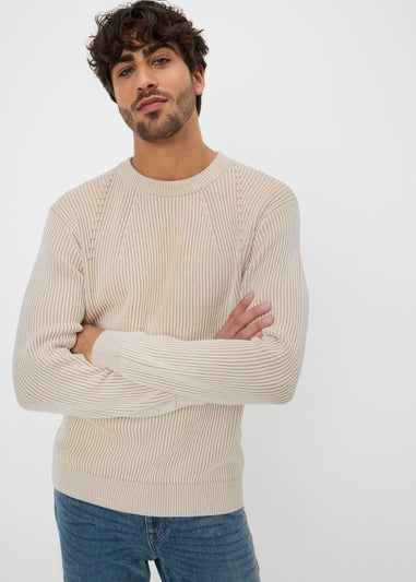 Beige Plated Crew Jumper