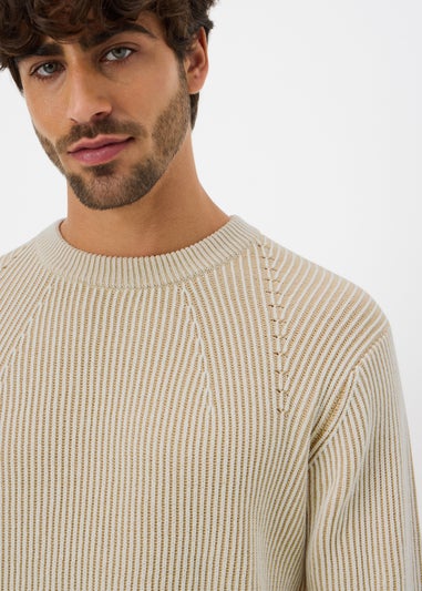 Beige Plated Crew Jumper