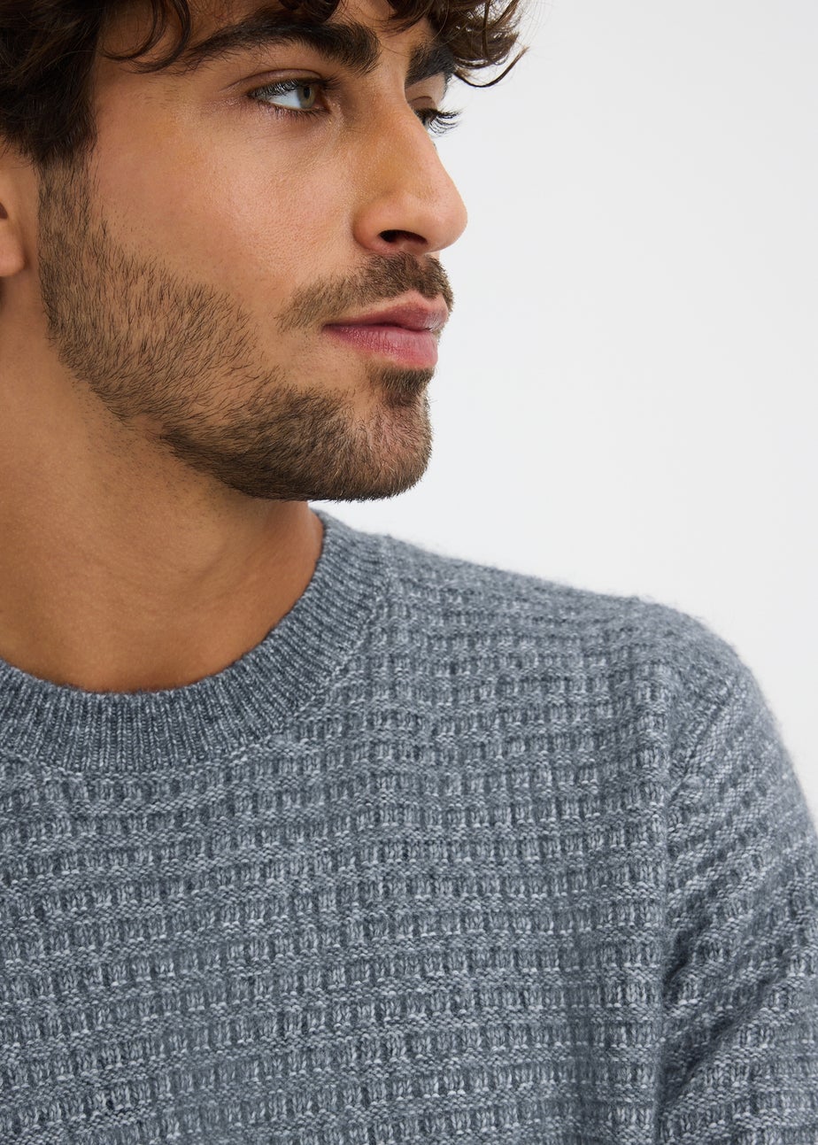 Blue Marl Textured Cosy Jumper