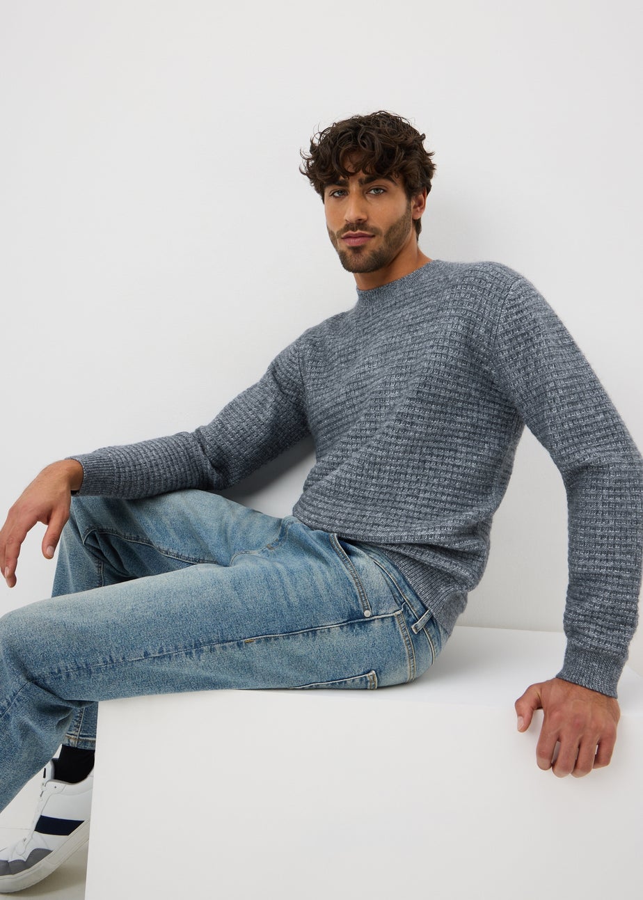 Blue Marl Textured Cosy Jumper
