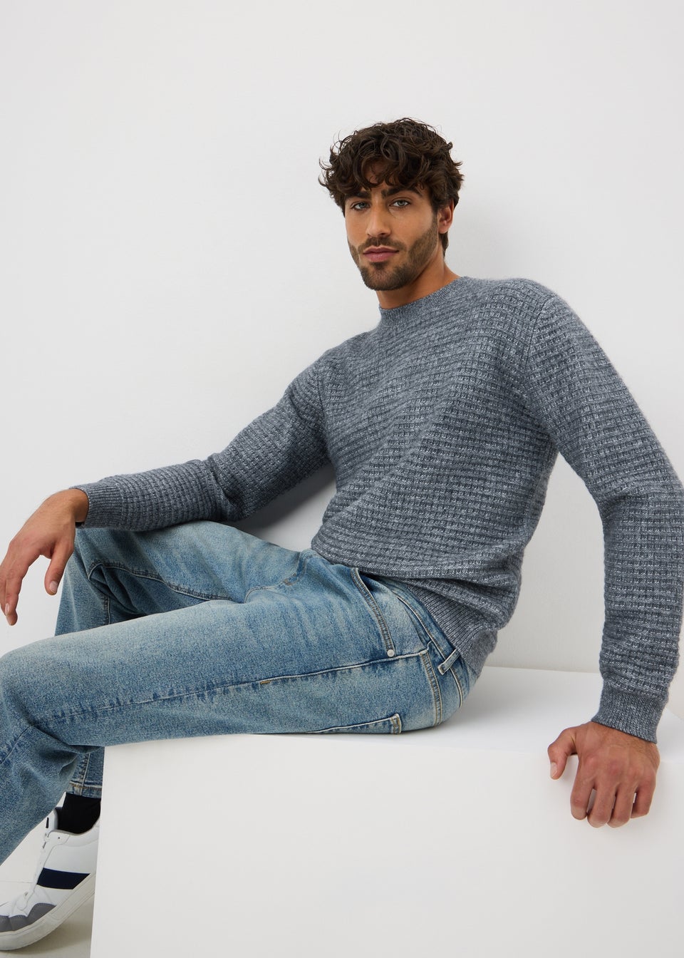 Blue Marl Textured Cosy Jumper