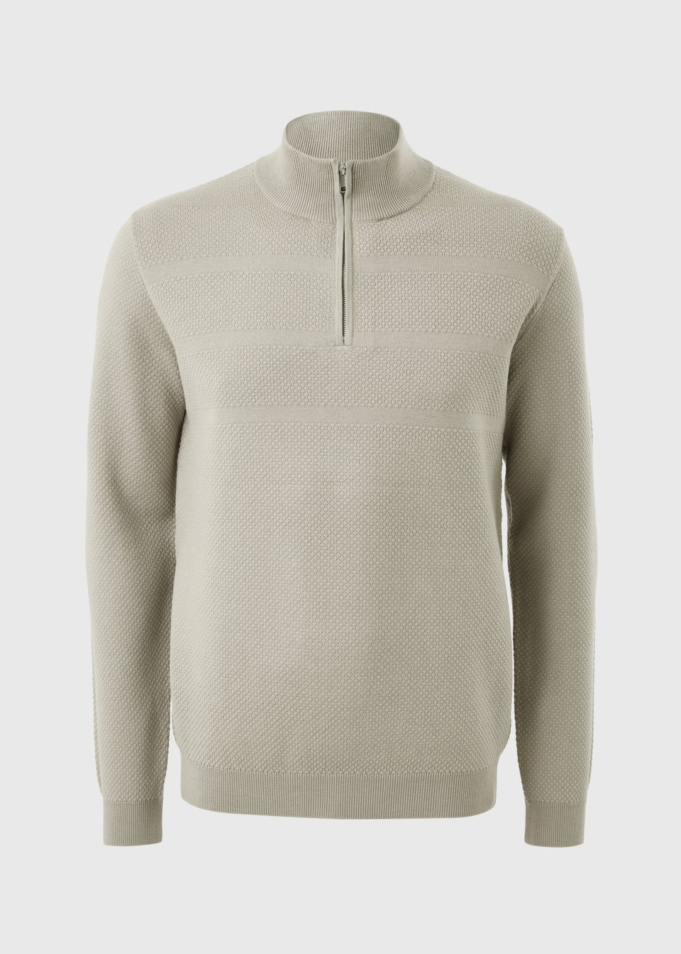 Beige Textured 1/4 Zip Jumper