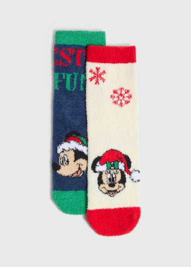Disney 2 Pack Multicolour Mickey Mouse Socks (Younger 6-Older 6.5)
