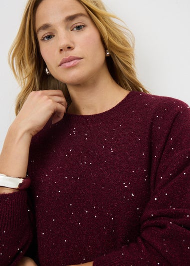 Burgundy Sequin Yarn Jumper