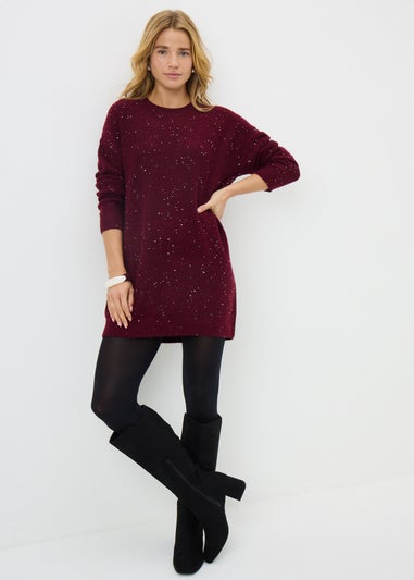Burgundy Sequin Yarn Jumper