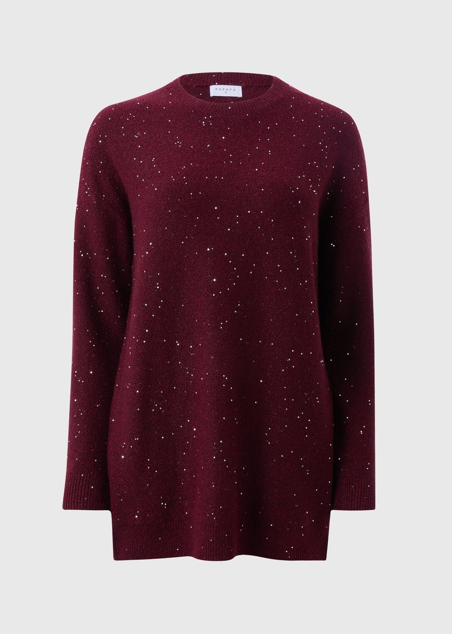 Burgundy Sequin Yarn Jumper