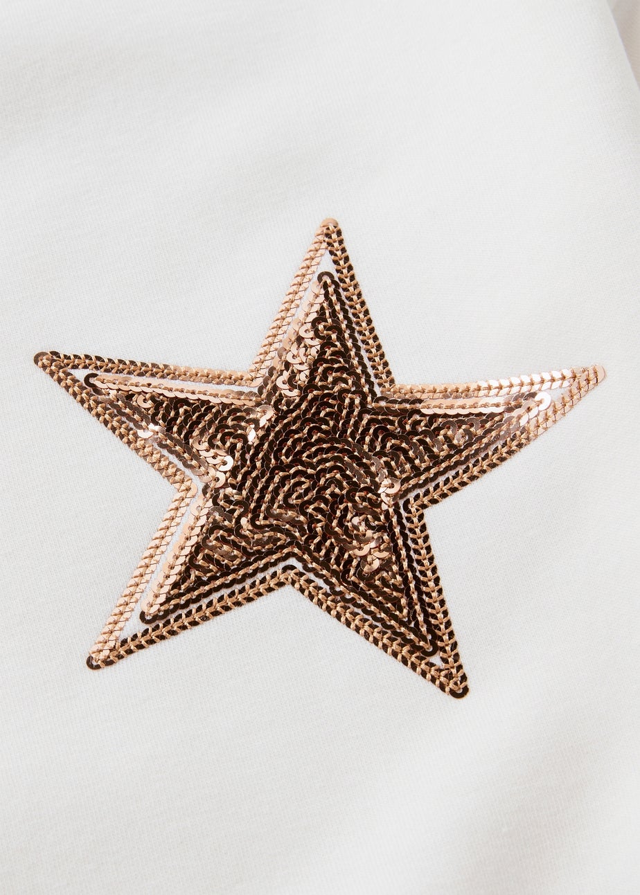 Girls Cream Star Sequin Sweater Dress (7-15yrs)