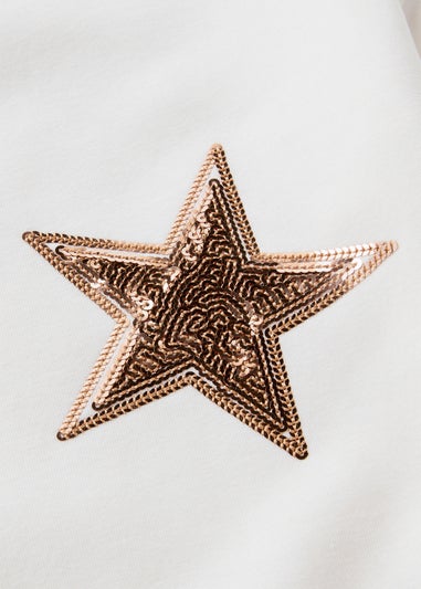 Girls Cream Star Sequin Sweater Dress (7-15yrs)