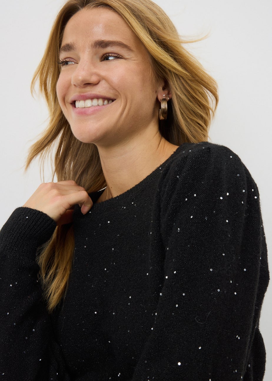 Black Sequin Yarn Jumper