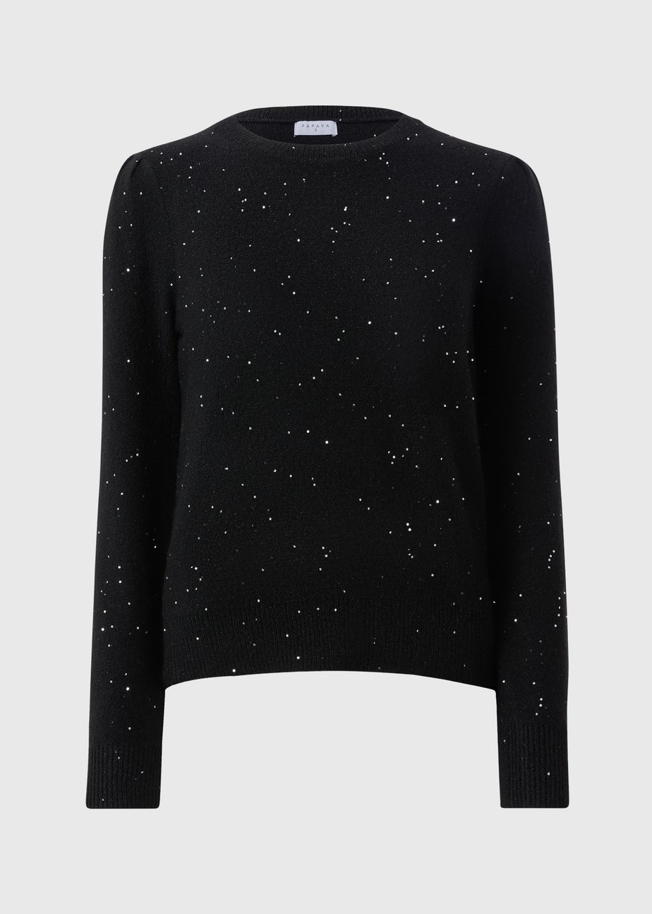 Black Sequin Yarn Jumper