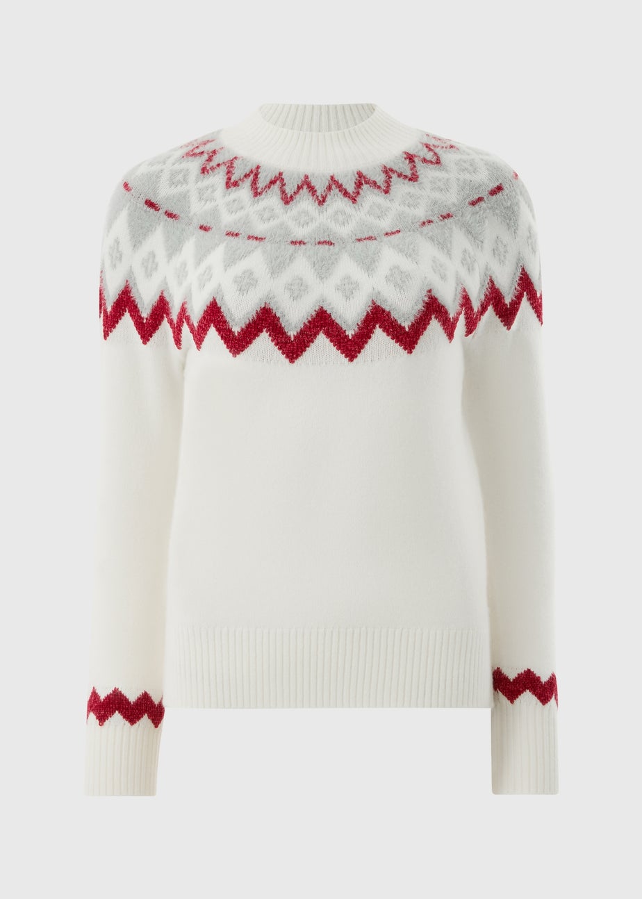 White Fluffy Fairisle Jumper