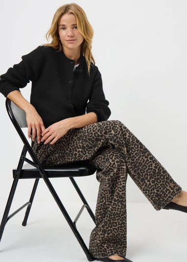 Black Button Crew Neck Cardigan