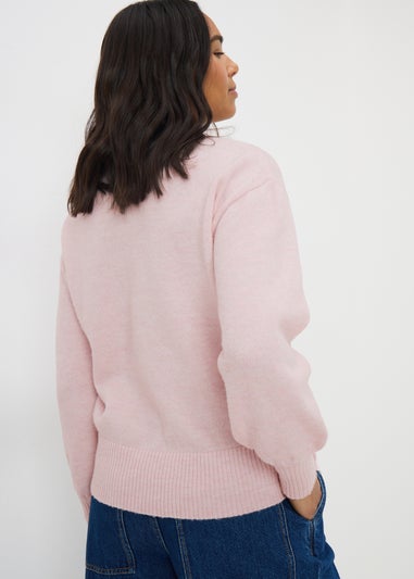 Light Pink Sequin Heart Jumper