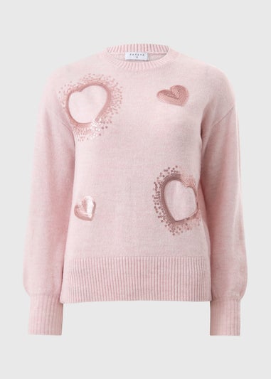 Light Pink Sequin Heart Jumper