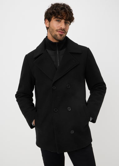 Taylor & Wright Black Double Breasted Peacoat