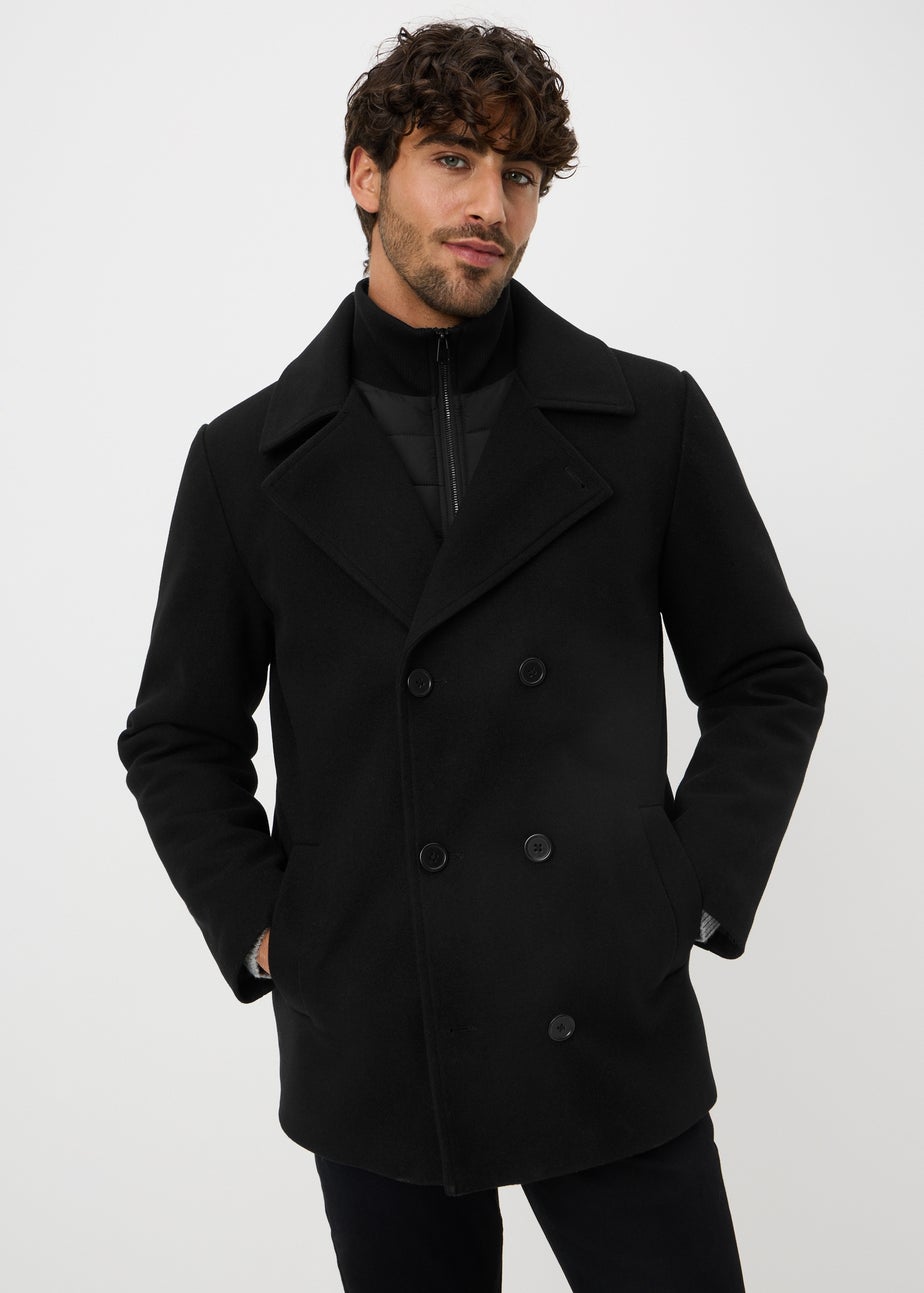 Taylor & Wright Black Double Breasted Peacoat