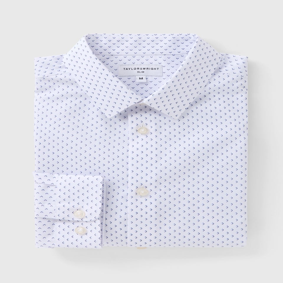Taylor & Wright Slim Fit Navy Geo Print Shirt