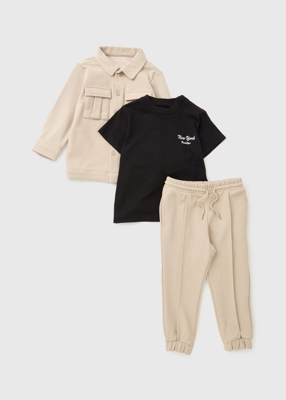 Boys Cream Smart Shacket & Trouser Set (1-7yrs)