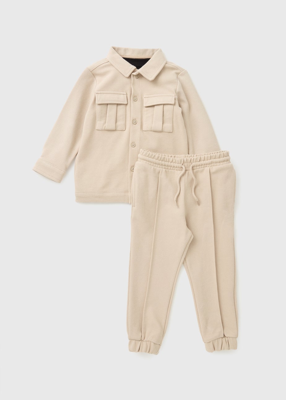 Boys Cream Smart Shacket & Trouser Set (1-7yrs)