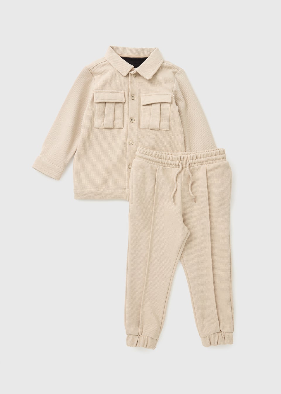 Boys Cream Smart Shacket & Trouser Set (1-7yrs)