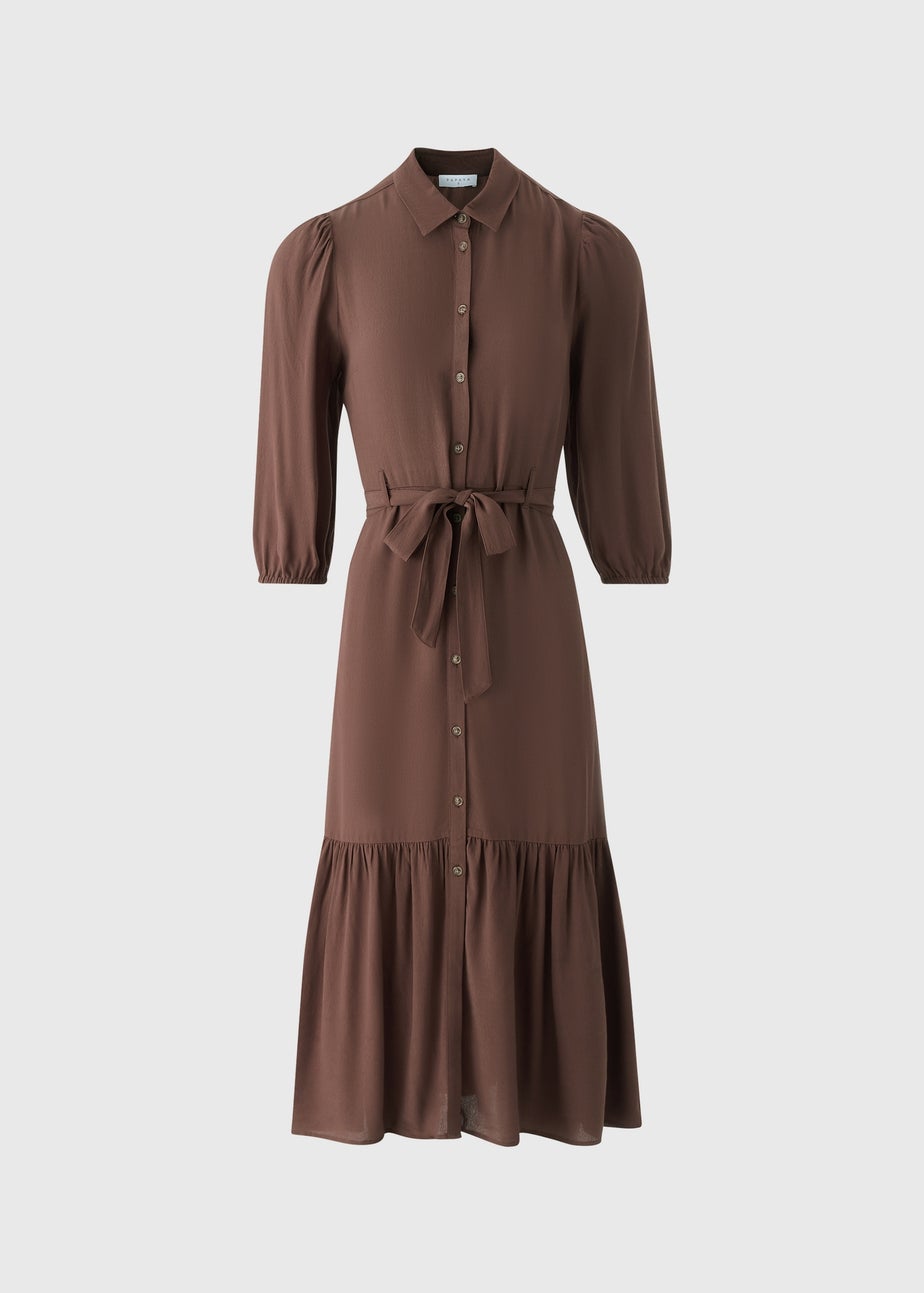 Brown Midi Shirt Dress