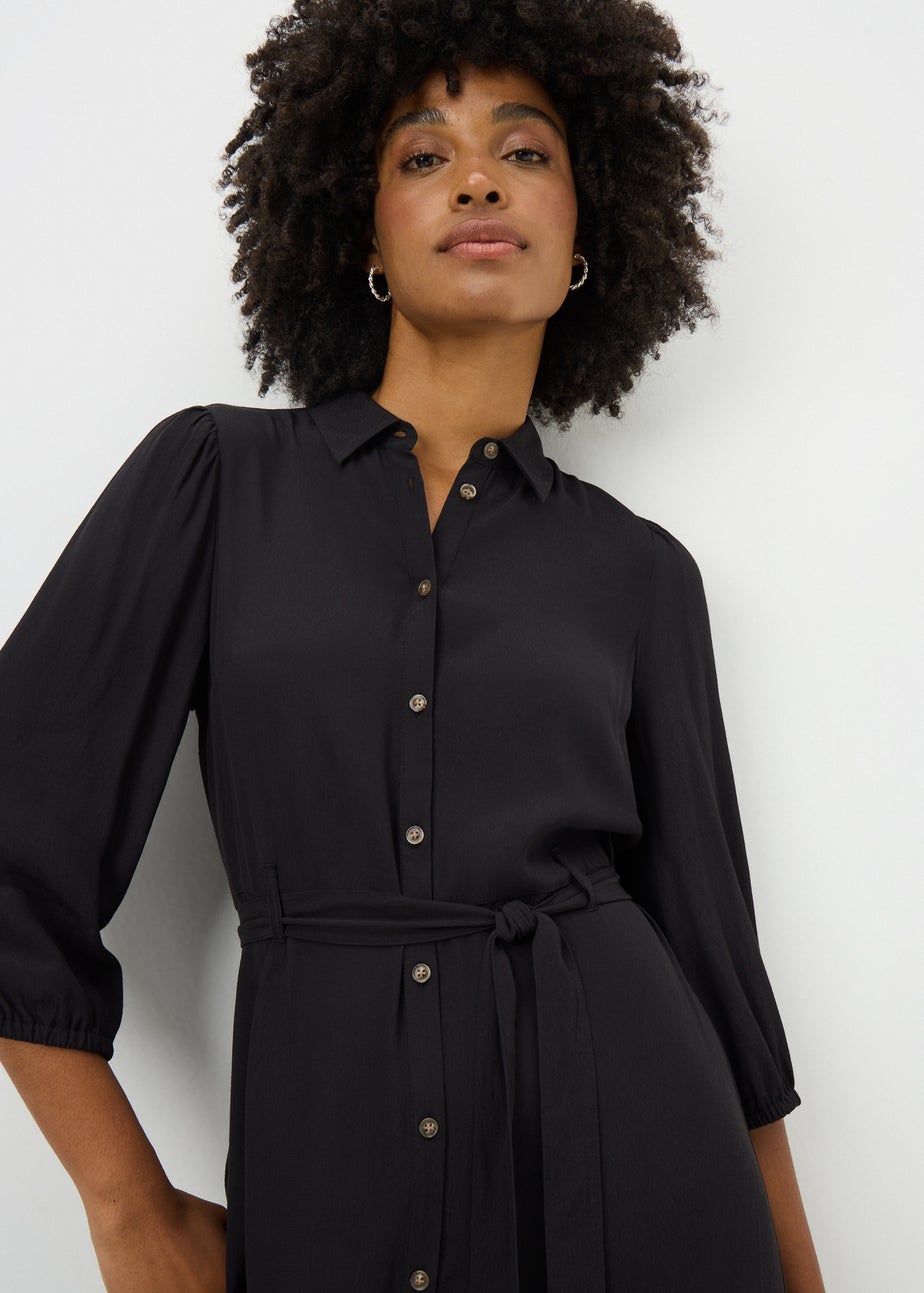 Black Midi Shirt Dress
