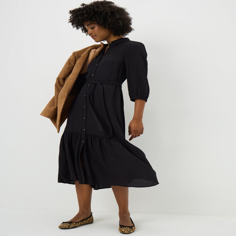 Black Midi Shirt Dress