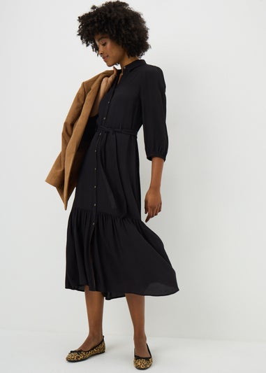 Black Midi Shirt Dress
