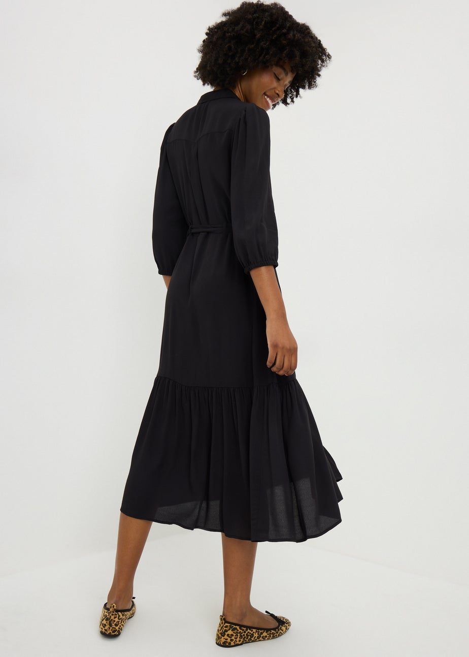Black Midi Shirt Dress