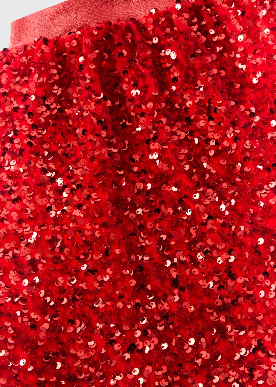 Girls Red Sequin Skirt (7-15yrs)