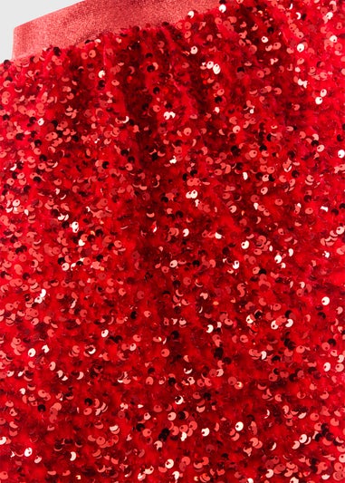 Girls Red Sequin Skirt (7-15yrs)