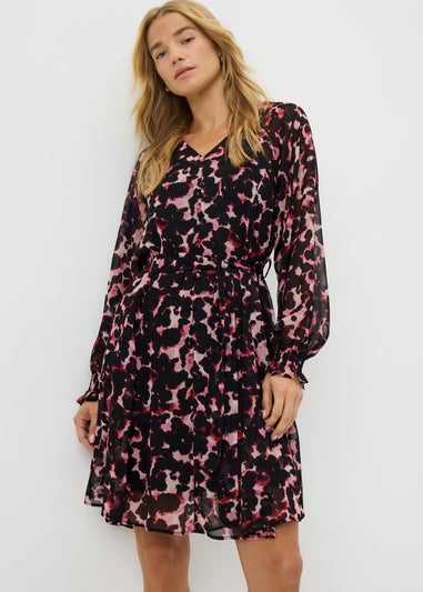 Pink Animal Belted Mini Dress