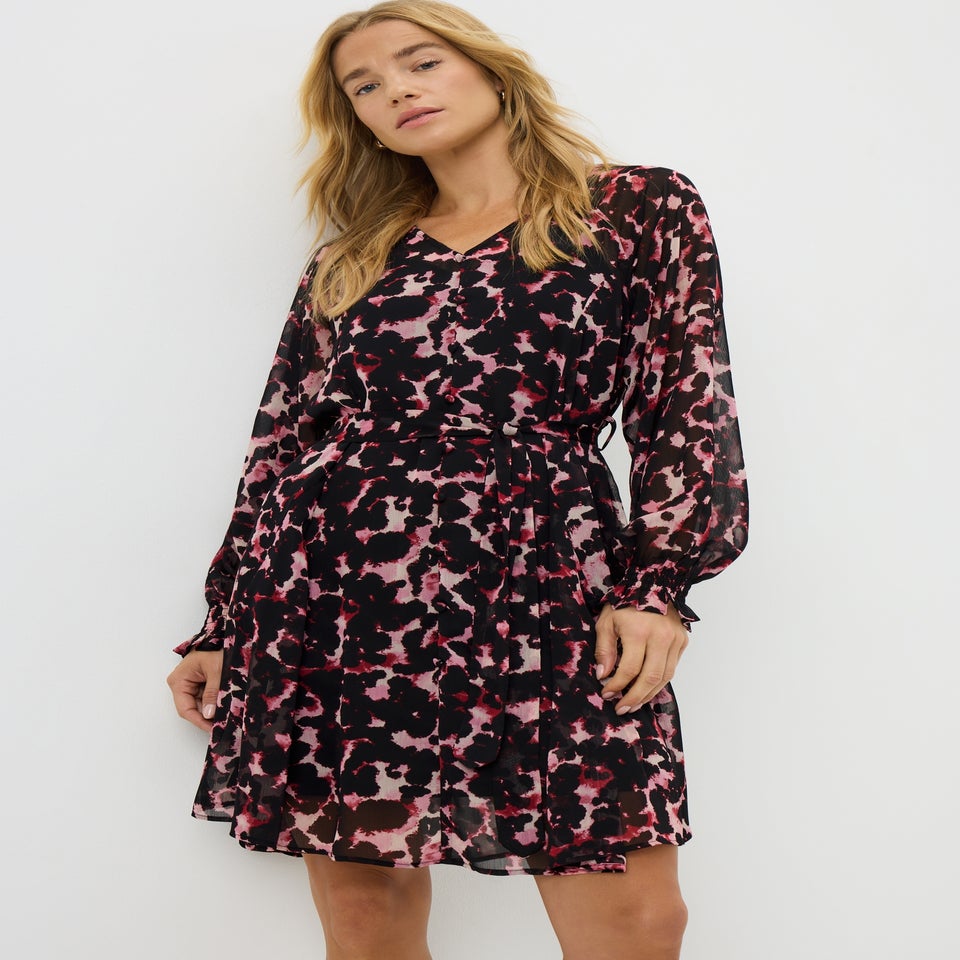 Pink Animal Belted Mini Dress