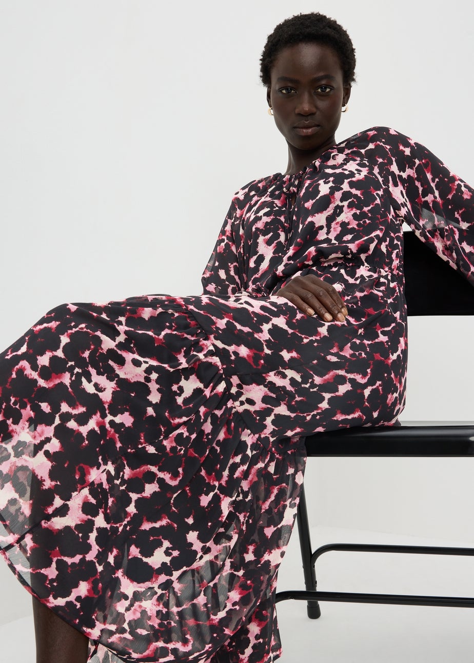 Pink Animal Print Midaxi Dress