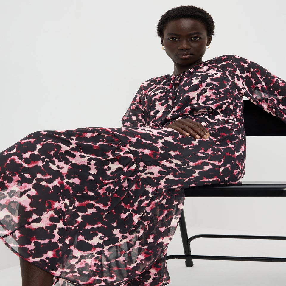 Pink Animal Print Midaxi Dress