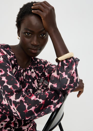 Pink Animal Print Midaxi Dress