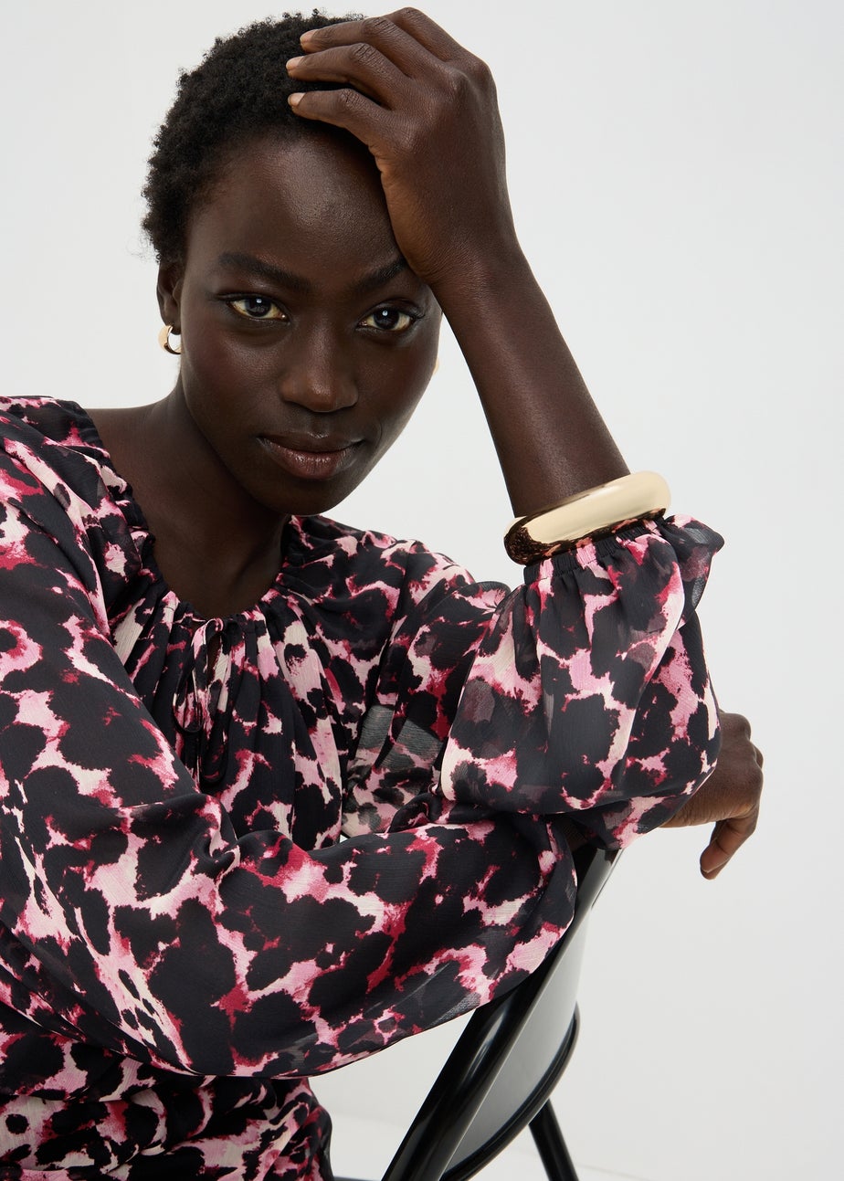 Pink Animal Print Midaxi Dress