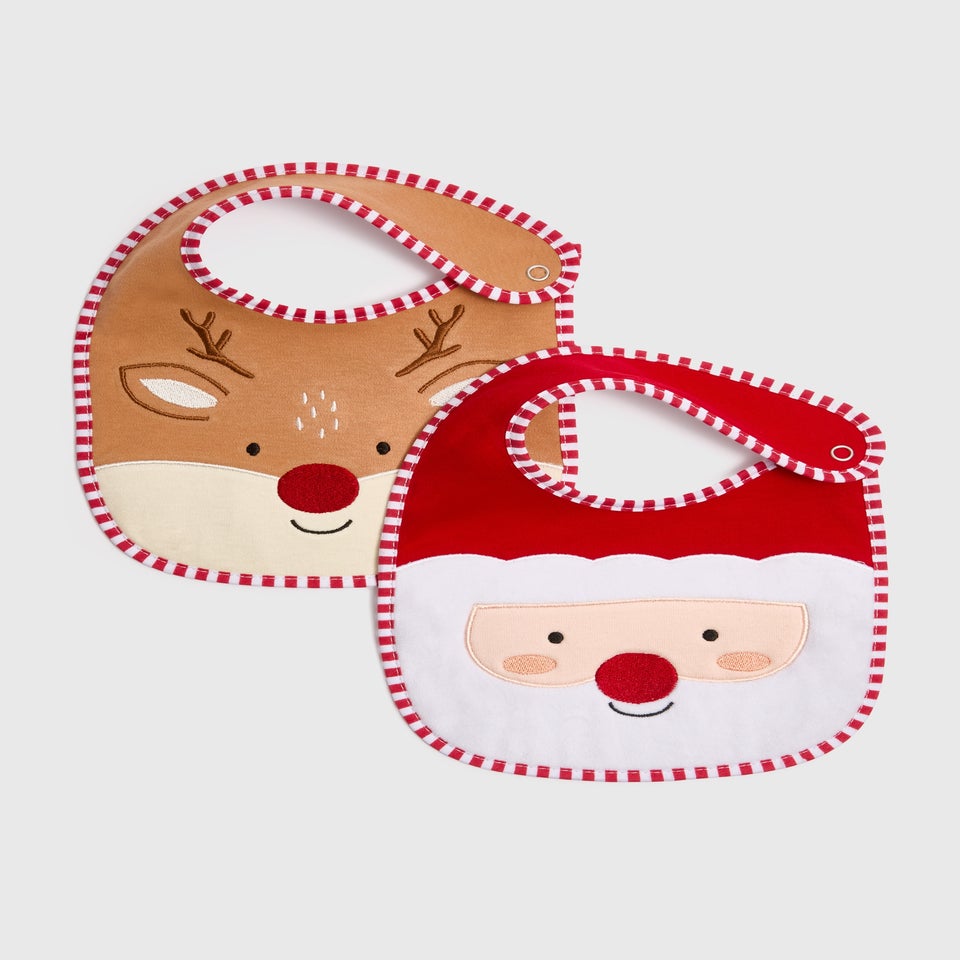 2 Pack Baby Christmas Bibs