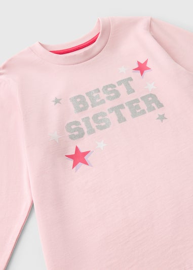 Girls Pink Best Sister Pyjama Set