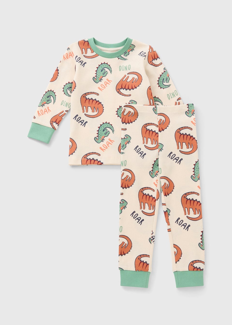 Boys Multicolour Dino Waffle Pyjama Set (1-7yrs)