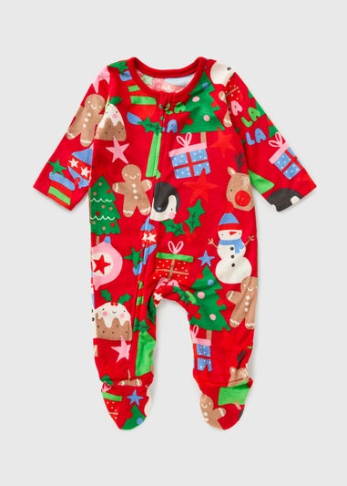 Baby Red Bright Christmas Sleepsuit (Newborn-23mths)