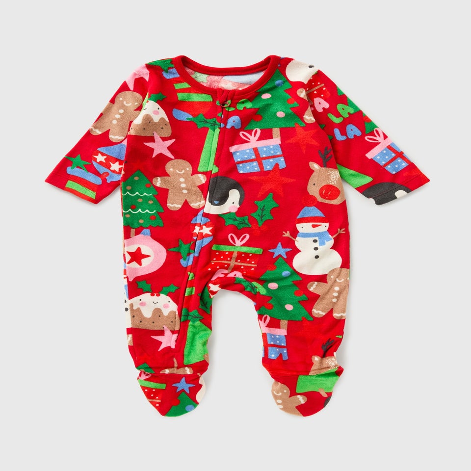 Baby Red Bright Christmas Sleepsuit (Newborn-23mths)
