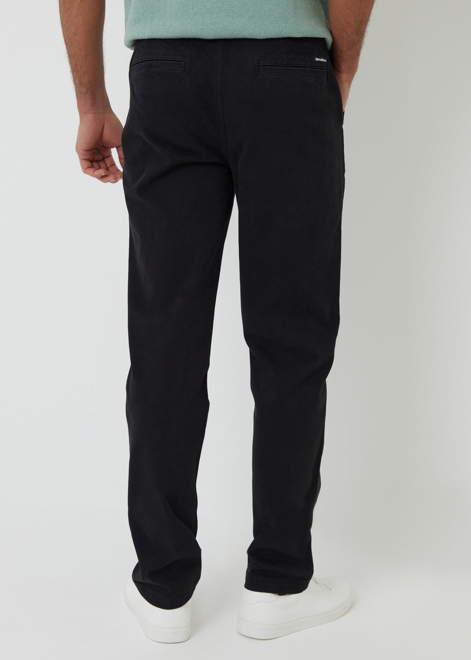 Threadbare Black Cotton Elasticated Waist Chino Trousers