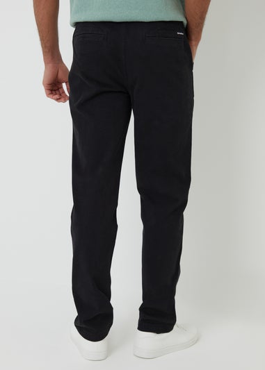 Threadbare Black Cotton Elasticated Waist Chino Trousers