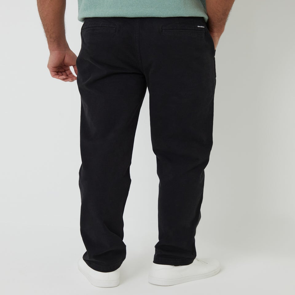 Threadbare Black Cotton Elasticated Waist Chino Trousers
