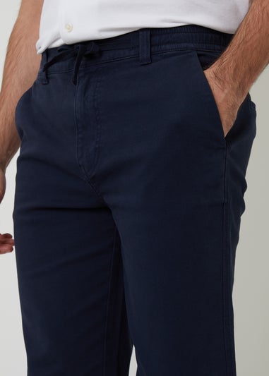 Threadbare Navy Cotton Elasticated Waist Chino Trousers