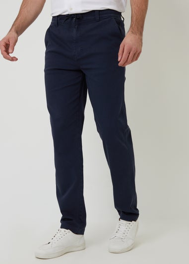 Threadbare Navy Cotton Elasticated Waist Chino Trousers