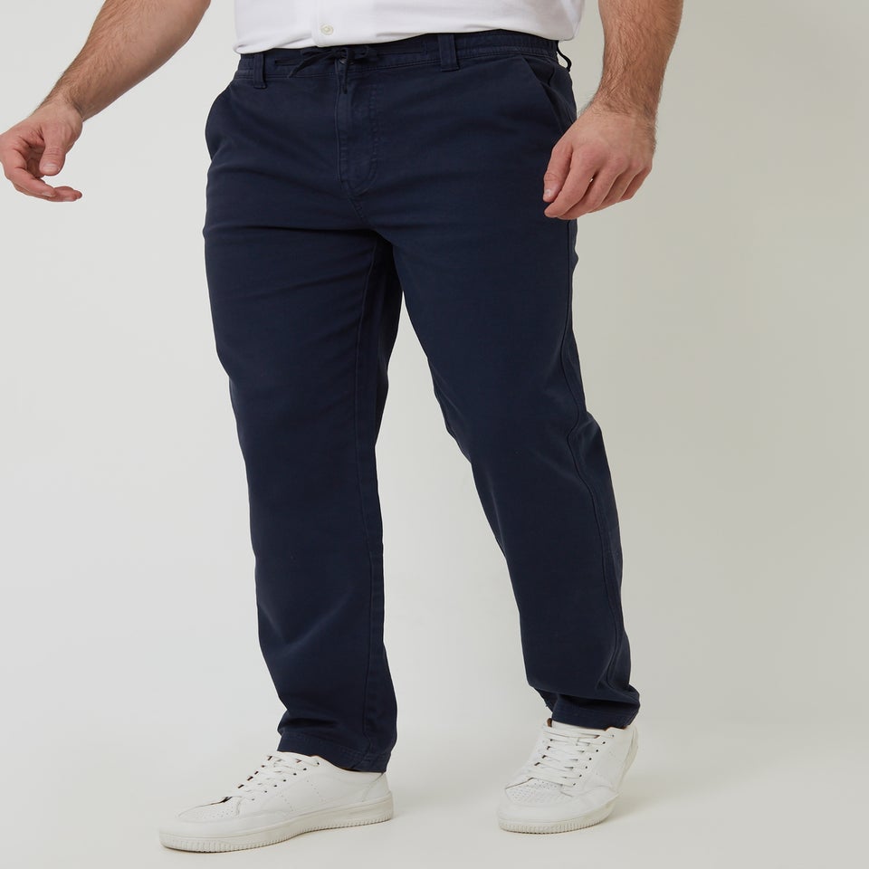 Threadbare Navy Cotton Elasticated Waist Chino Trousers