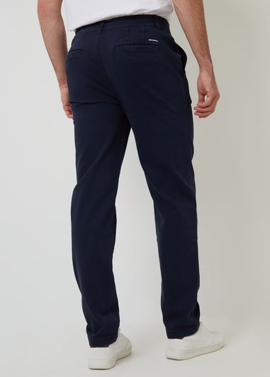 Threadbare Navy Cotton Elasticated Waist Chino Trousers