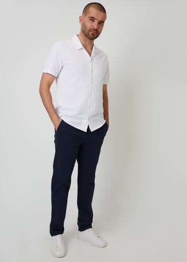 Threadbare Navy Cotton Elasticated Waist Chino Trousers